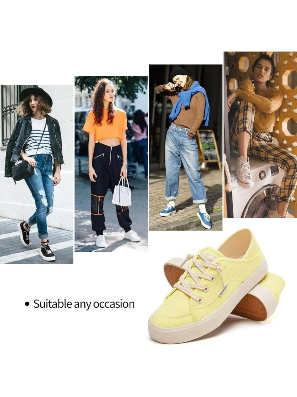 Women's Yellow Round Toe Solid Non Slip Fashion Slip on Loafer Sneaker Shoes